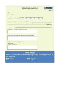 Declaration Form For HDFC Bank