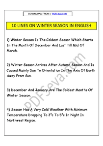 10 Lines On Winter Season In English