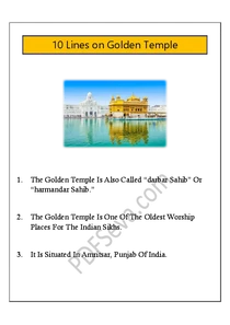 10 Lines on Golden Temple in English