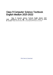 11th Computer Science Book English Medium