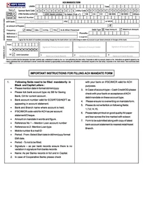ACH Mandate Form For HDFC Bank