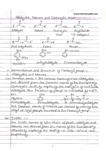 Aldehyde Ketone And Carboxylic Acid Handwritten Notes