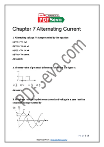 Alternating Current Chapter 7 Class 12 Physics MCQs