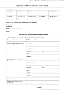 Application For Advance Remittance Against Imports