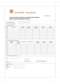 Application Form For Availing Lock-Box (Invoice) Management