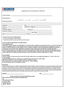 Application Form For Re-activation Of Credit Card