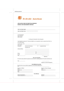 Application Form For Resetting Password Bank Of Baroda