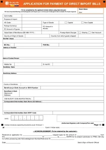 Application for payment of Direct import bills