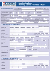 Application form working capital facilities – MSE’S