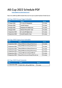 Asia Cup 2022 Schedule Time Table