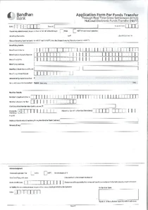 Bandhan RTGS | NEFT Form