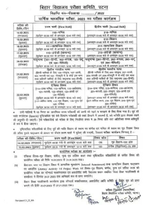 Bihar Board 10th Exam Date 2023 Time Table