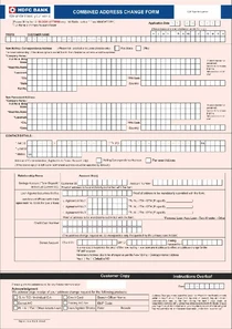 Combined Address Change HDFC Bank Form