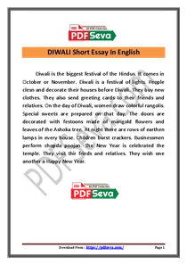 DIWALI Short Essay In English