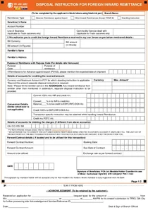 Disposal Instruction for foreign inward remittance