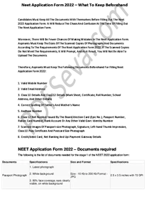 Documents Required For Neet Application Form