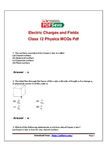 Electric Charges and Fields Class 12 Physics MCQs