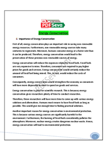 Energy Conservation Essay In English
