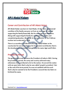 English Essay APJ Abdul Kalam – એપીજે અબ્દુલ કલામ