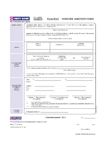 Form DA1 Nominee addition form HDFC Bank