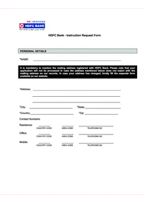 HDFC Bank – Instruction request form