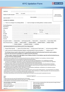 KYC Updation Form For HDFC Bank