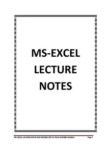 MS Excel Notes