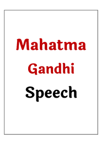 Mahatma Gandhi Speech In English For Students