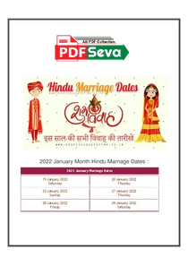 Marriage dates in 2022 Hindu Panchang