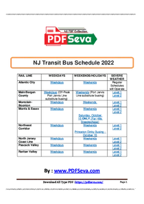 NJ Transit Bus Schedule 2022
