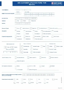 NRI Customer updation form for RE-KYC