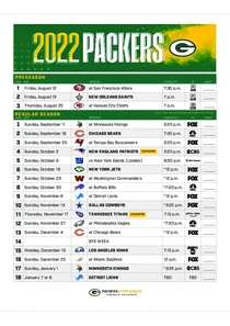Packers Schedule 2022
