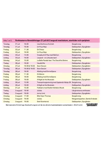 Parkteatern Program Sommaren 2022