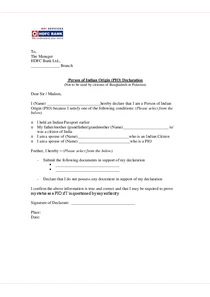 Person of Indian origin (PIO) Declaration Form