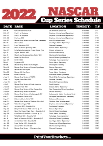 Printable 2022 NASCAR Schedule