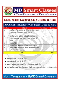RPSC School Lecturer Syllabus In Hindi