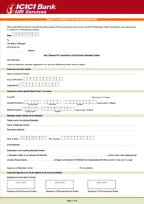 Request For Cancellation Of The Existing Mandate Holder