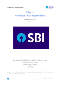 SBI Policy on Corporate Responsibility Policy