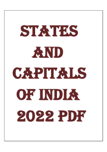 States and Capitals of India 2022