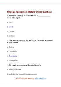 Strategic Management MCQ