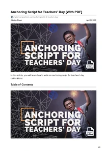 Teachers Day Anchoring Script In English