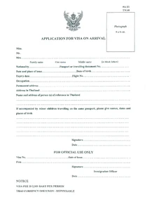 Thailand Visa On Arrival Form 2022