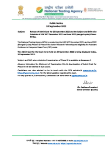 UGC NET Admit Card