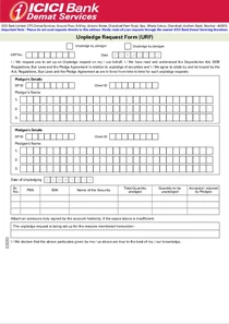 Unpledge request form (URF)