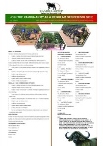 Zambia Army Recruitment 2022 Application Form