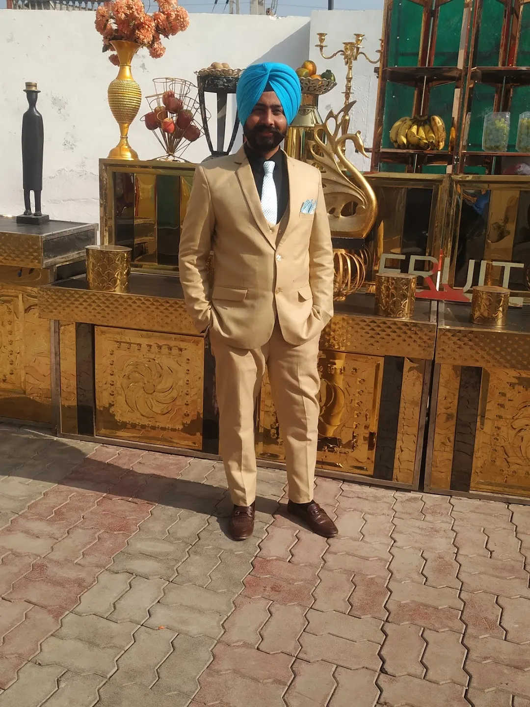 Golden coat pant with on sale turban