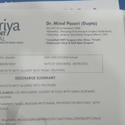 Dr.Minal Pasari - Best ENT Specialist in Nagpur/ ENT Doctor near me/ Best ENT Surgeon/ Sinus Surgeon /Ear Doctor in Nagpur