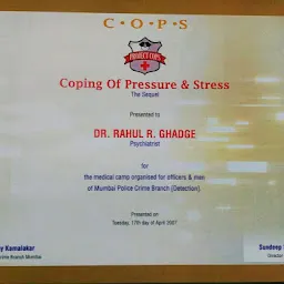 Dr Rahul R Ghadge | Psychiatrist | Charni Road East, Mumbai