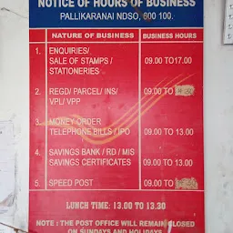 Pallikaranai Sub Post Office and Payments Bank